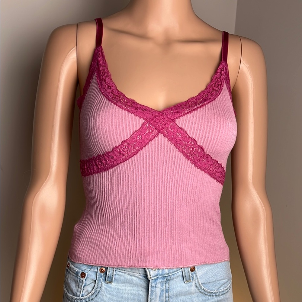 Urban Outfitters Pink Ribbed Camisole